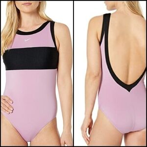NEW! NIKE Swimwear Color-Block One-Piece Swimsuit Bathingsuit Large.